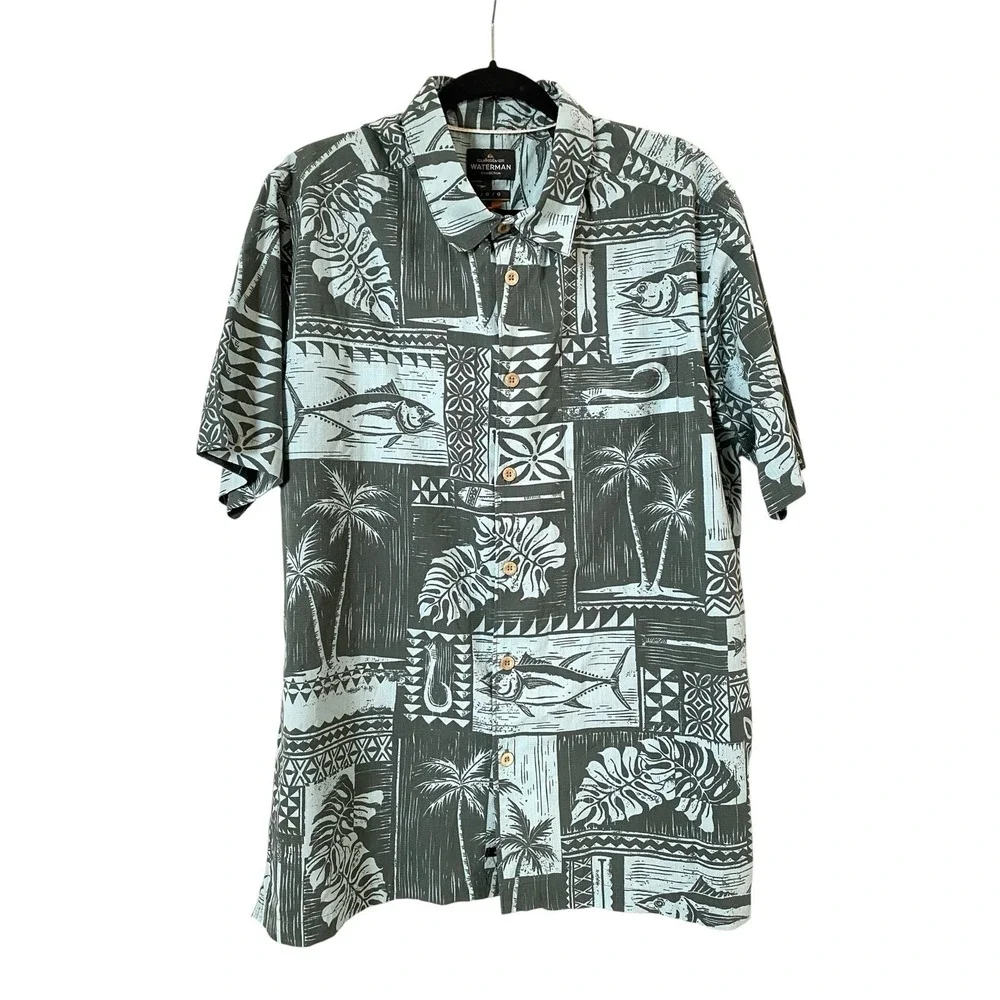 Quiksilver Mens Waterman Tropical Fish Vacation Button Down Top Size Large